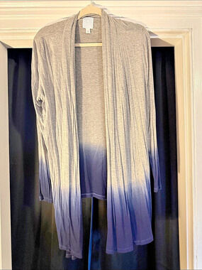 Sunday Ombre Open Front Cardigan in Gray & Blue XL
